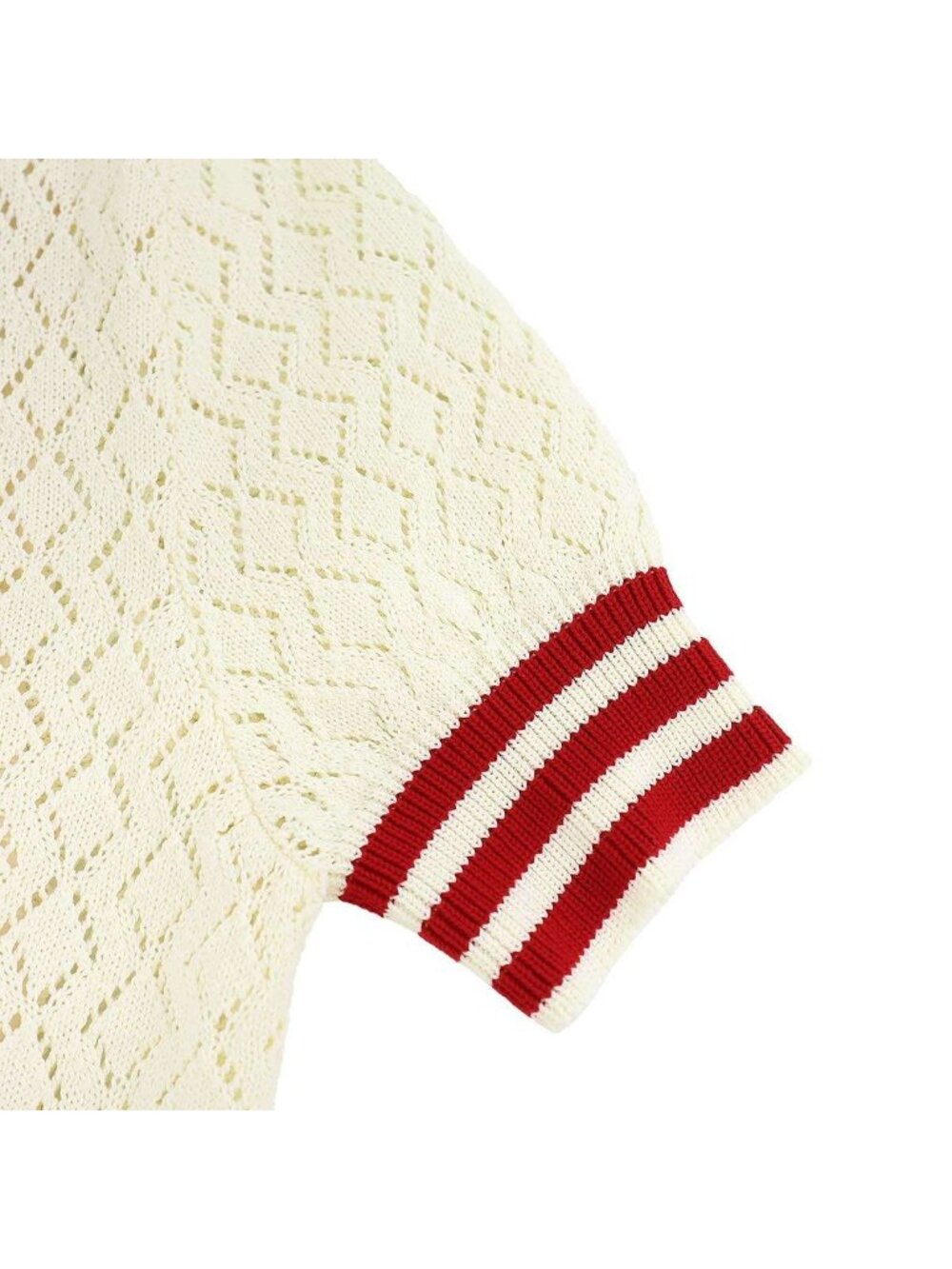 Gucci Adidas Short Sleeve Knit Polo Shirt Ivory XS - Picture 4 of 7